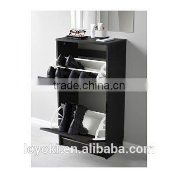 New Design Shoe Cabinet With 2 Compartments E1 Rank MDF Wooden Shoe Storage With Glossy Finished Shoe Cabinet photo-3