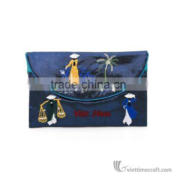 Hand Embroidered Wallet, Many Colors and Design to Choose, Made From Natural Silk in Vietnam photo-2
