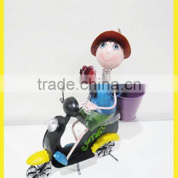 Cute arts craft Metal boy with motorcycle