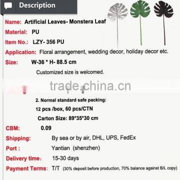 High Quality Artificial Leaves Artificial Tropical Leaves Artificial PU Monstera Leaf photo-2