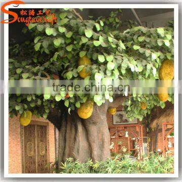 China Factory Large Indoor Decorative Artificial Fake Plastic Fiberglass Jack Fruit Trees Tropica Fruit Trees for Sale photo-2