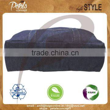 New Design Denim Tote Bag With Handle & With Loop Closure photo-5