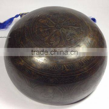 High Quality Shakyamuni Buddha And Mantra Carved Tibetan 7 Metal Meditation Singing Bowl photo-4