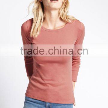 2017 New 100% Cotton Slim Fit Ladies Base T-shirt O Neck Blank Long Sleeve Women T-shirt photo-6