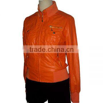 Garment washed women leather clothing| PU leather jacket for lady