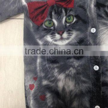 Children's no Hand Feeling Reactive Printing 100% Cotton Cardigan Sweater photo-3