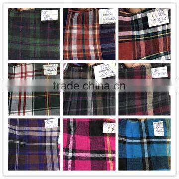 Wholesale High Quality 21S Yarn Dyed 100% Cotton Plaid Flannel Fabric