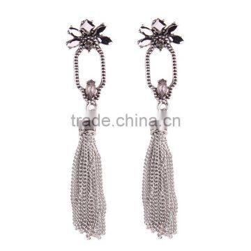 Bohemian Jewelry Rhinestone Gems With Long Chain Tassel Charms Earrings for Women photo-2