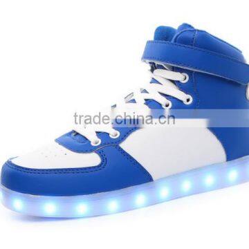 High Top PU Upper Colorful Lights Sneakers Led Shoe Stock photo-5