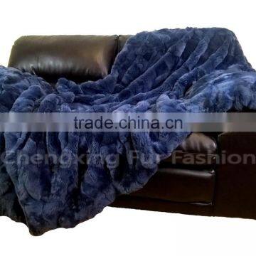 CX-D-65D Fashion Fur Throw Home Decor Genuine Rex Rabbit Fur Blanket photo-6