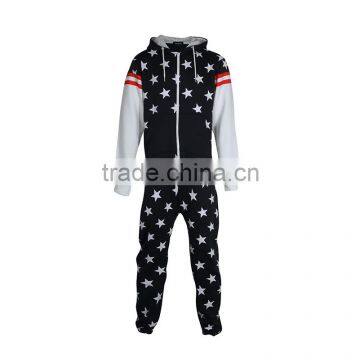Hot Sale 100%cotton Star Print Hooded Onesie With Side Pocket Mens Onesie photo-3