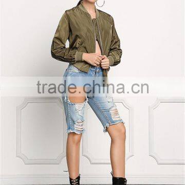 MGOO Custom Made 100% Polyester Olive Green Bomber Jackets Wholesale Streetwear Clothing Fashion Style Women Apparel photo-3