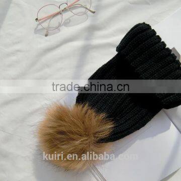 15 colors big real fur poms fashion Classic Tight Knitted Fur ball Pom Poms knitted Hat Women Cap Winter Beanie fox fur balls