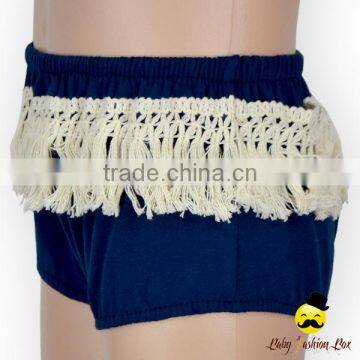 New Model Design Hot Summer Kids Plain Navy Decorative Fringe Free Panties Newborn Baby Toddle Girls Vintage Outside Diaper