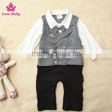 Long Sleeve Infants Gentlemen Boys Bodysuit Double-breasted Rompers Baby Boys Suit photo-2