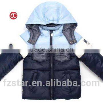 Lovely Splicing Blue Down Jacket for Kid With Hoodie AL5210