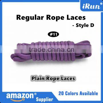 Dark Purple Regular Rope Plain Shoelaces - Bright Color Yeezy Laces - Hikers Plain Rope Laces With Transparent Tips