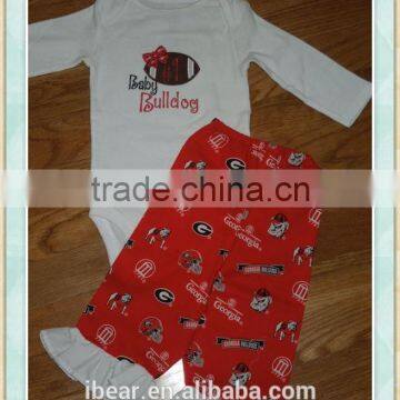 football season baby kids romper girl 100%cotton fall rompers kids clothes boutique girl clothing applique baseball ruffle pants