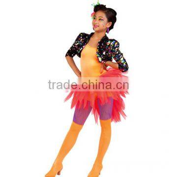 2016 New !!-spandex with red short tulles and sequin jacket performance wear- fire burning dancing jazz costumes