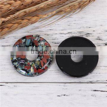 Resin & Shell Mosaic Dome Seals Cabochon Round Black photo-3