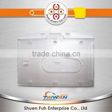 Metal Business Hotel Key Plastic id Back Stick Leather Card Holder