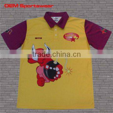 Short sleeve sublimated bowling shirts for kids