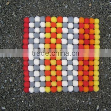 100% Handmade felted 2 cm ball Square mat/rug