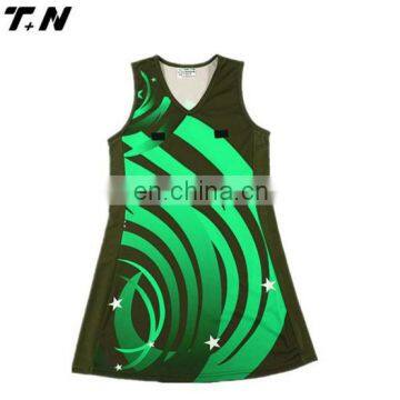 Custom sublimation printed netball dresses bibs uniforms with strips