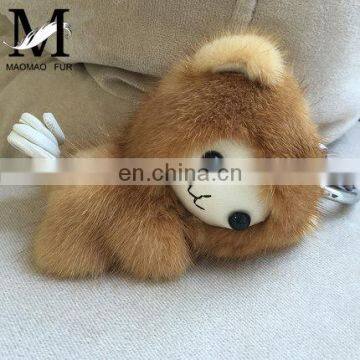 New Design Custom Stuffed Plush Soft Keyring Monkey / Real Mink Fur Custom Keychain Wholesale