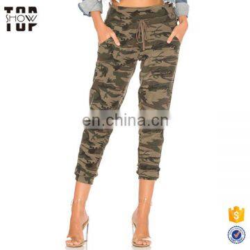 Factory slim fit sweatpants lady textured camouflage sweatpants jogger