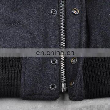 2015 Last Fashion Quilted Movable Hood Baseball Jacket Leather Sleeves photo-6