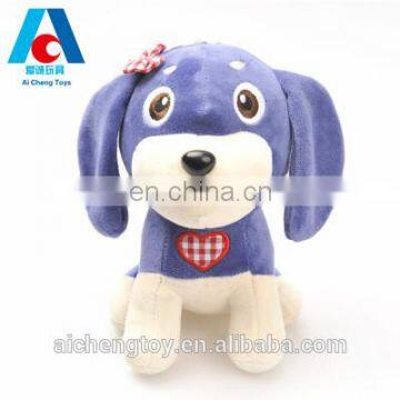 plush animal toy purple cute stuffed dog doll with ringing bell