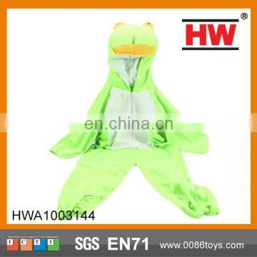 Flannel green frog hooded bodies romper funny costume