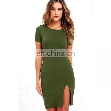 Hot!Sexy women wear side slit design summer fashion bodycon dress