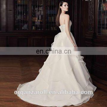 2015 fashion design wedding dress organza fabric