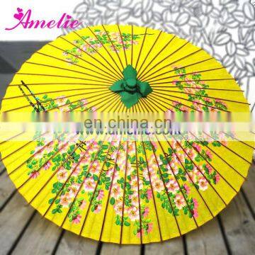 A6289 Yellow printed bamboo craft umbrella