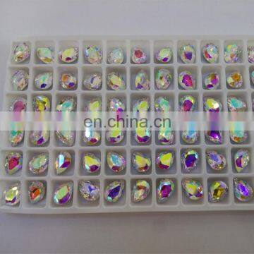 AB K9 Crystal Glass Stones Drop Shape Stones For Garment Decoration