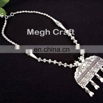 Silver Plated Oxidized Necklace- Navratri Special Necklace-Garba Navratri Silver Plated Necklace photo-2