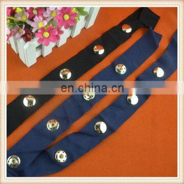 Wholesale grosgrain ribbon with gold metal snap button custom snap button tape