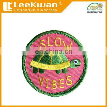 factory direct sales Slow Vibes embroidered badge with merrowed border