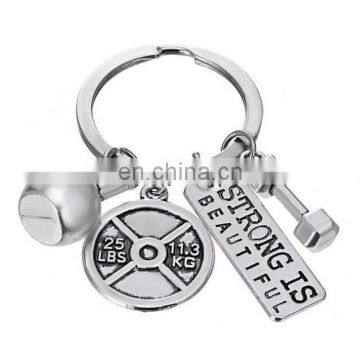 Keyring fitneess keychain charms dumbbel barbell kettle bell keychain