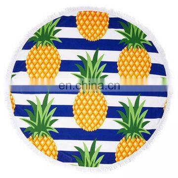 P0037 Pineaaple Round 'Roundie' Beach Towel Microfiber With Tassels Dia 1.5 Meter