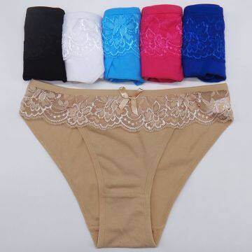 Yun Meng Ni Sexy Underwear Front Sexy Lace Waist Band Ladies Briefs Soft Cotton Women Panty photo-3