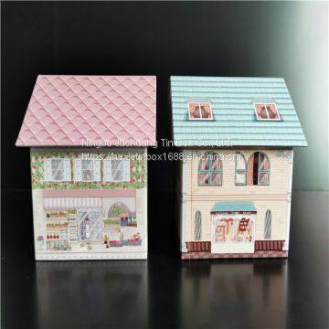 Biscuit Cookie / Tea House Shaped Tissue Tin Box 20cm Hemisphere Cake Tin