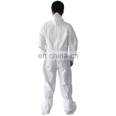 White Disposable Hooded Microporous Coveralls Safety Overall photo-3