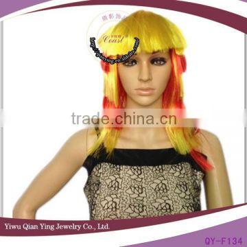 Flag color synthetic cheap wholesale sports spain fans wig