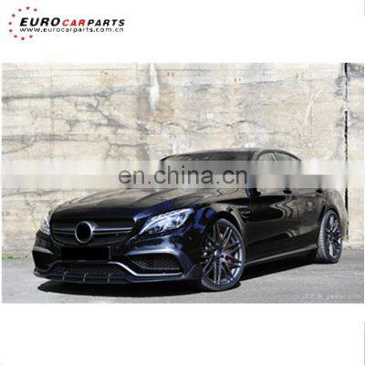 C CLASS W205 C63 B style carbon fiber front lip rear diffuser with exhaust tips grille emblem trunk lid emblem