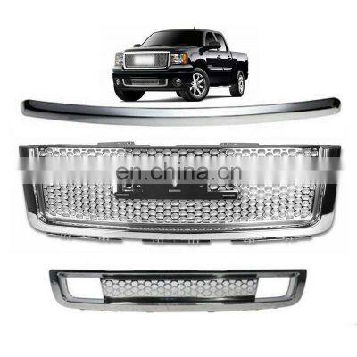 Front Bumper Hood Mesh Grille Chrome For GMC Sierra Denali 1500 2007-2013 22761794 1200631 10385157 1235109 15901589 1036131