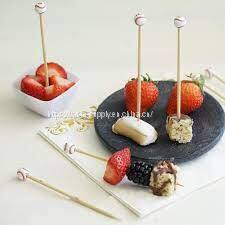 Decorative Cocktail Picks Wood Baseball photo-2