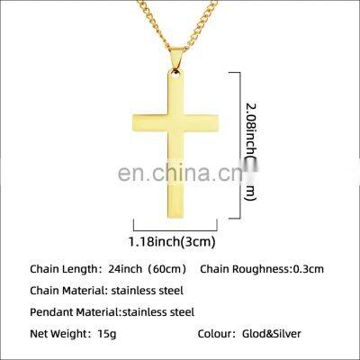 Religious Christian Faith Jesus Crucifix Jewelry Stainless Steel Plated 14K Gold Inverted Sideways Cross Necklace photo-4